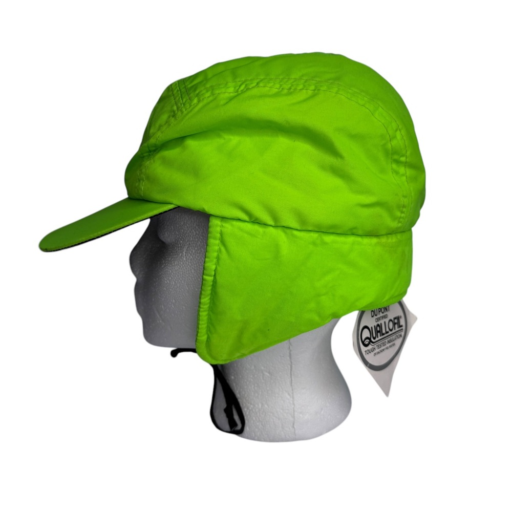 Deadstock Vintage Columbia DuPont Quallofil Whirlibird‎ Hat Tie Neon Green Small
